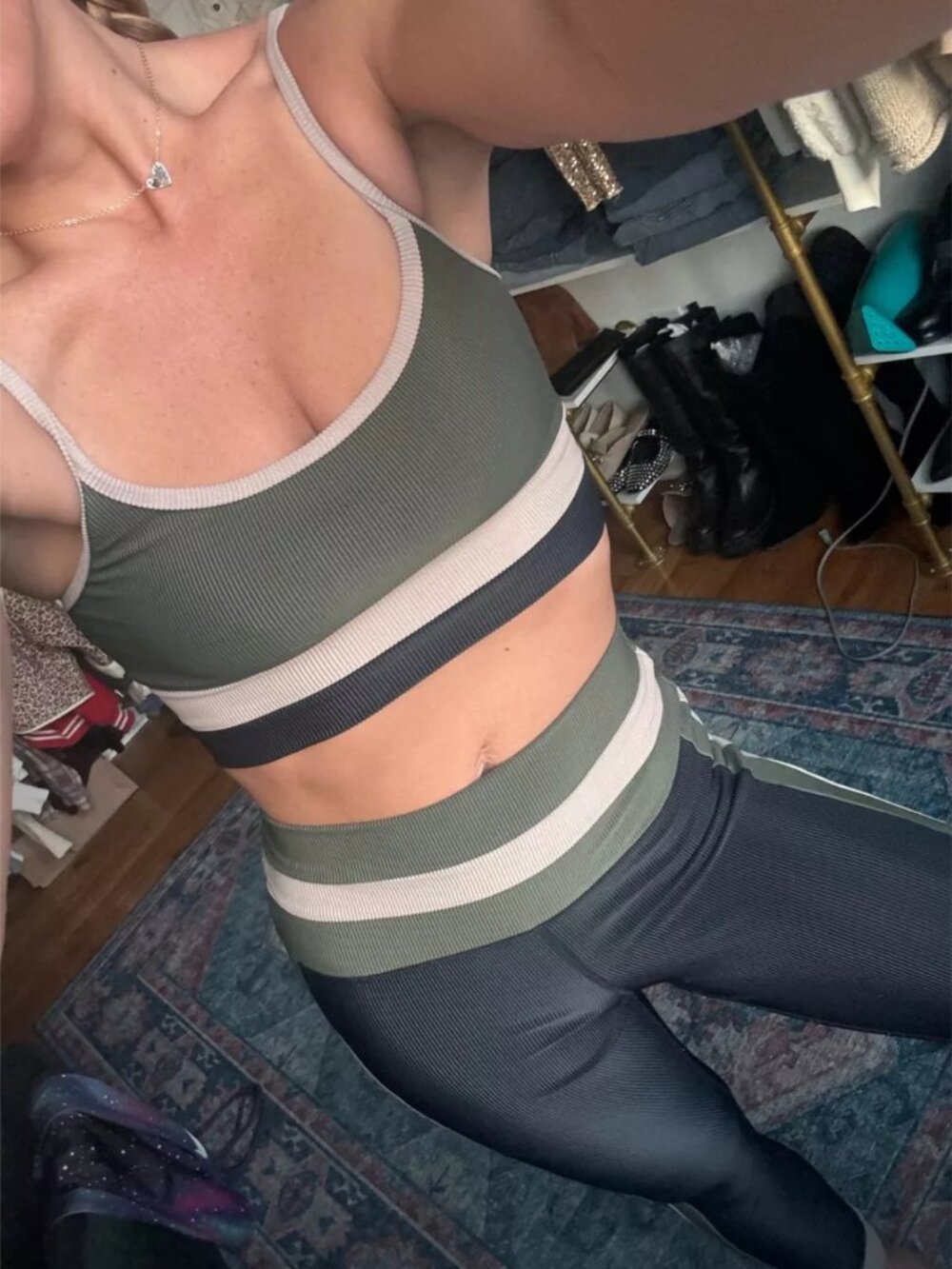 Beach Riot Eva Top & Melinda Legging in Military Olive Colorblock